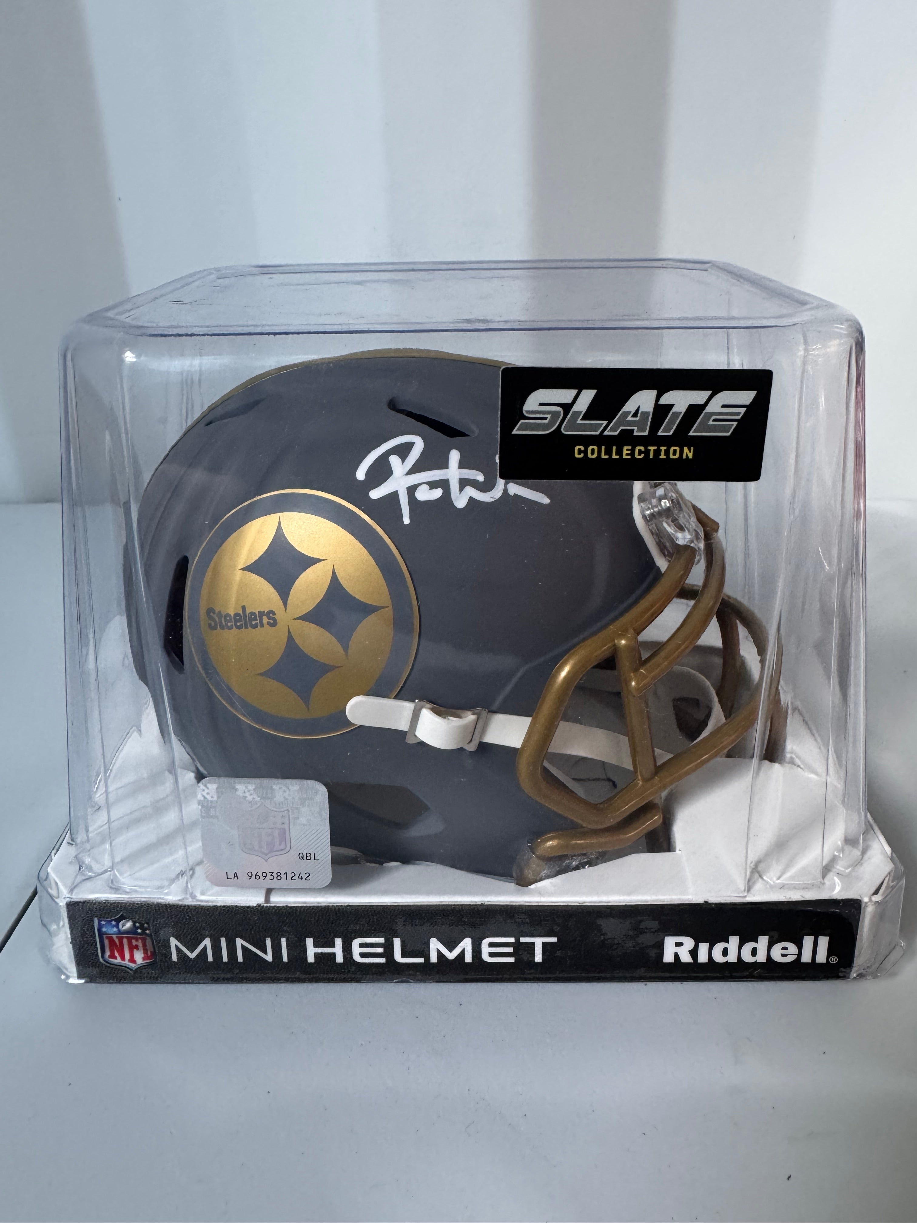 Roman Wilson Signed Slate Collection Mini Helmet (Steelers - Beckett COA)