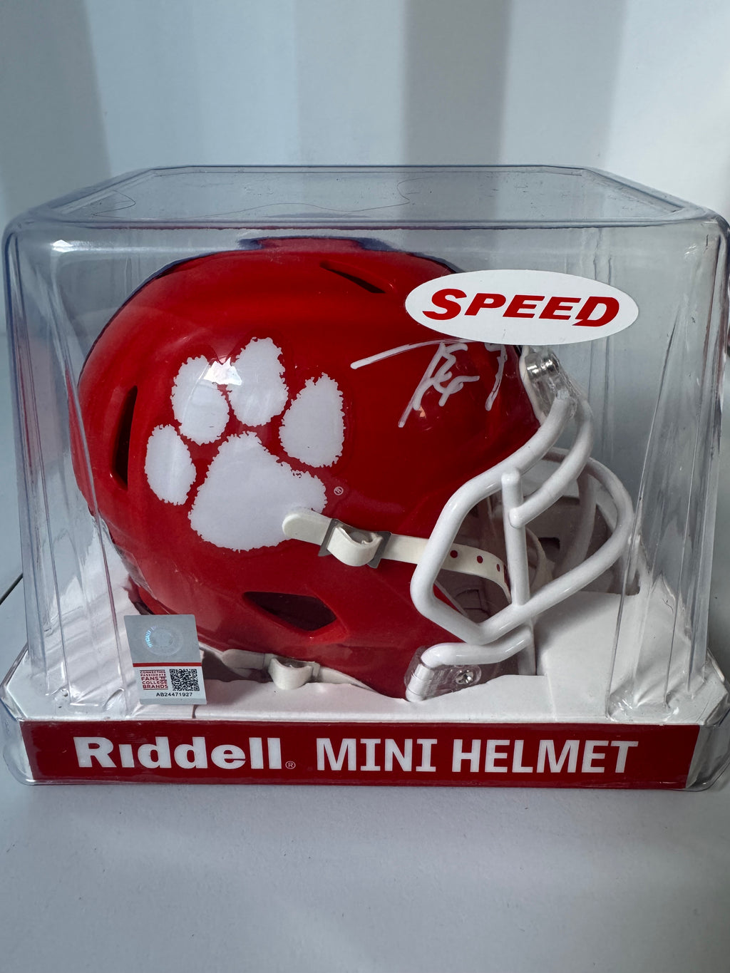 Travis Etienne Jr. Signed Speed College Mini Helmet (Jaguars - Beckett COA)